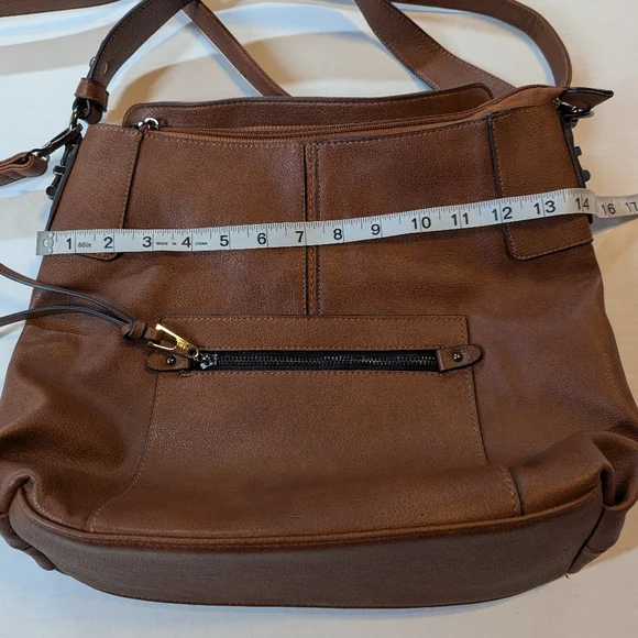 Realer Soft Brown Faux Leather Purse Handbag Large Bucket Hobo Crossbody - Picture 10 of 12